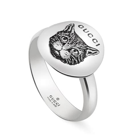 gucci star cat ring|GUCCI Sterling Silver Blind for Love Star Cat Ring 48 4.5 .